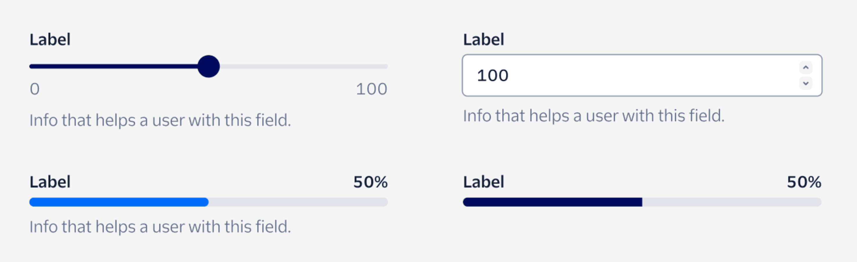 Preview of the Slider, Number Input, Progress Bar, and Meter components in Figma